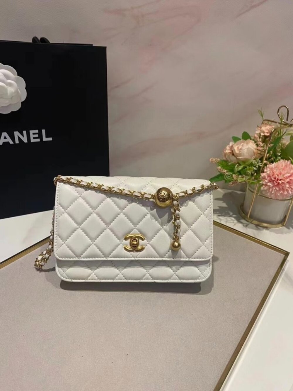 CHANEL Wallet on Chain  with Pearl Crush Ball